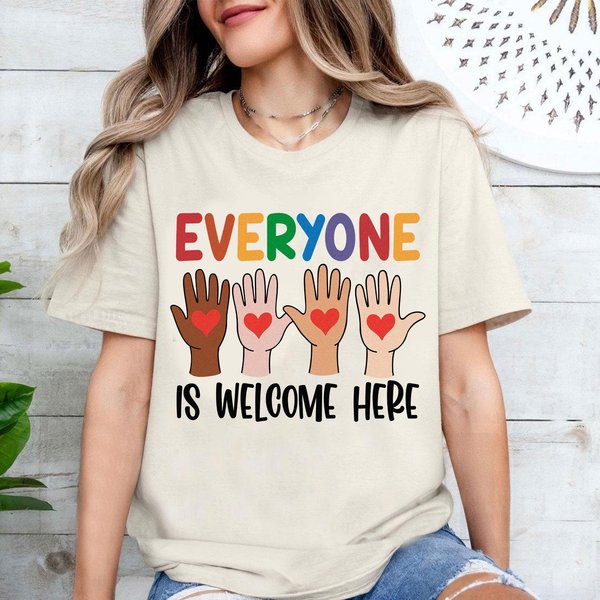 Everyone Is Welcome Here Shirt, Teacher Shirt, Idaho Teacher-image