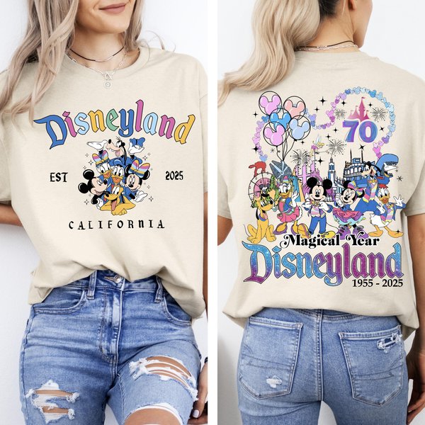 Disneyyland 70Th Anniversary Shirt, Mickeyy & Friends Disneyyland Castle 1955-2025 Shirt-image