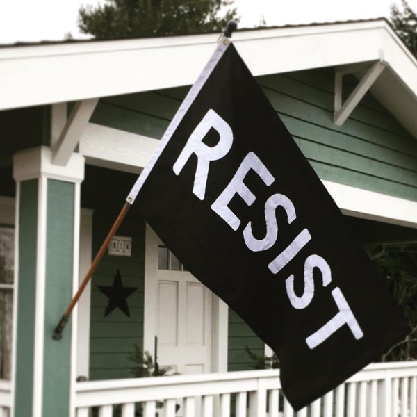 Resist Sewn Flag : Black And White, Handsewn, Resistance, Protest Flags-image