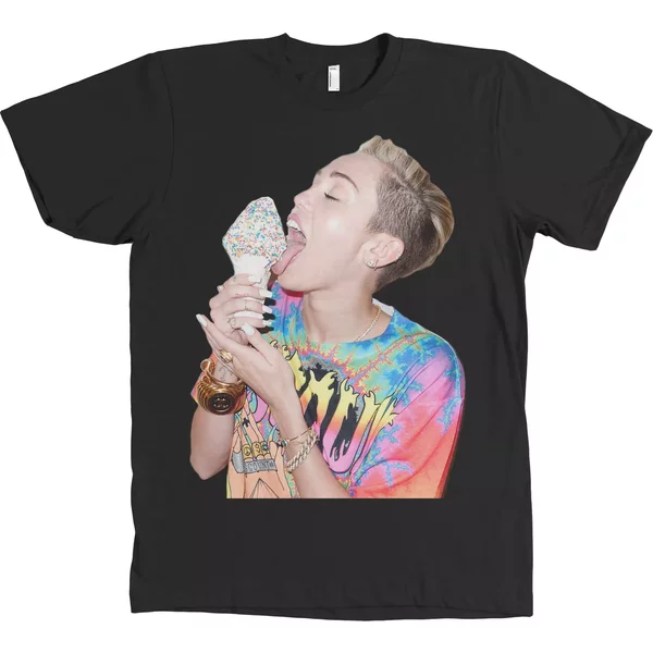 Miley Cyrus Licking Ice Cream T Shirt, Gifts For Fan-image