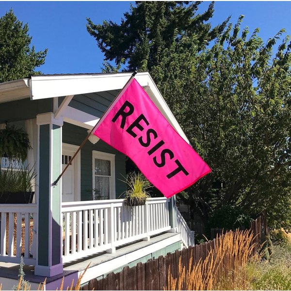 Resist Pink Flag Resistance, Protest Flag, Handmade In Seattle-image