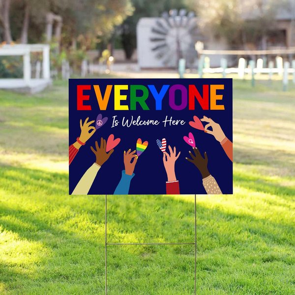 Lgbtq Pride Yard Sign, Everyone Is Welcome Here Yard Sign, Love Is Love Sign-image