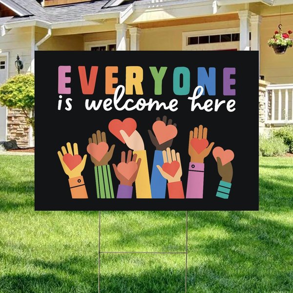 Idaho Teacher Sign, Everyone Is Welcome Here Yard Sign-image