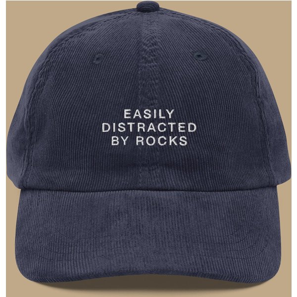 Easily Distracted By Rocks Embroidered Corduroy Hat-image