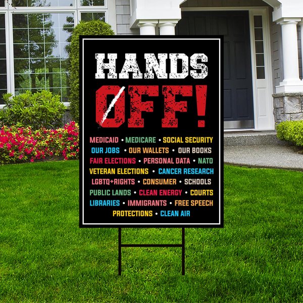 Hands Off Protest Yard Sign-image