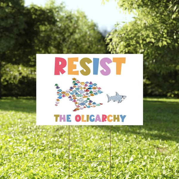 Resist The Oligarchy Yard Sign, Eat The Rich Anti Billionaire, Anti Trump Yard Sign-image