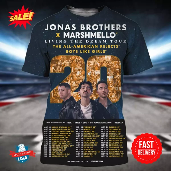 Jonas 20 Jonas Brothers X Marshmello Living 2025 Celebrating 20 Years 3D Shirt-image