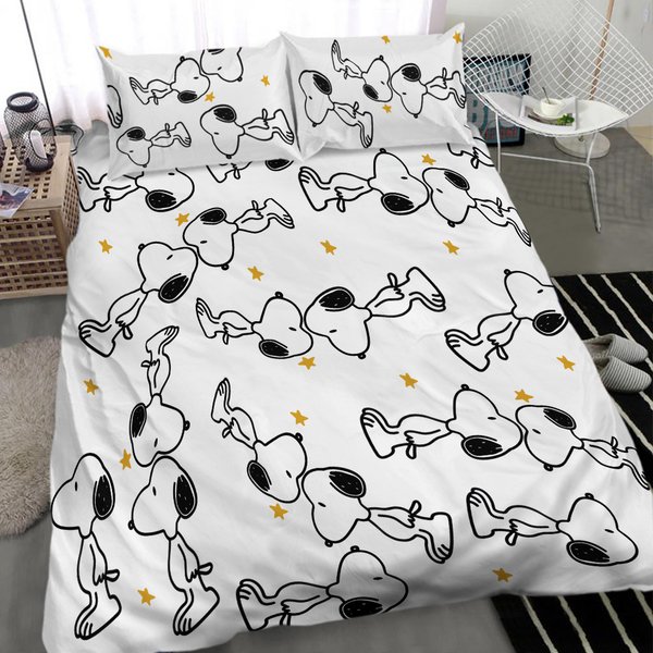 Snoopy 4Pcs/Set Kawaii Anime Cartoon Bedding Quilt Cover Student Bedding-image