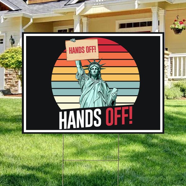 Hands Off Protest Yard Sign, Social Security Sign, Political Sign-image
