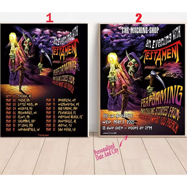 Custom Testament Practice What You Preach Album During 2025 Tour Poster-image