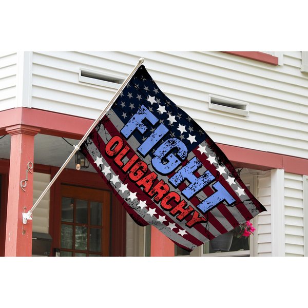 Resist Oligarchy House Flag | Anti-Maga And Pro-Democracy Protest Flag-image