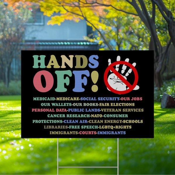 Hands Off 2025 Protest Statue Of Liberty Yard Sign, Anti Maga Sign-image