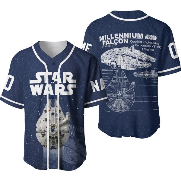 Millennium Falcon Baseball Jersey, Starr Warss Millennium Falcon Jersey Shirt-image