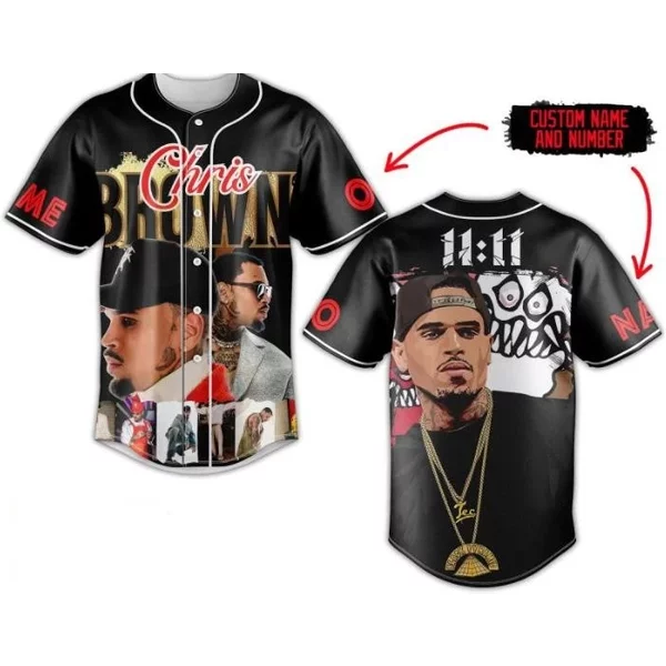 1111 Tour Best Of Chris Brown Personalized Baseball Jersey New 3D Gift-image