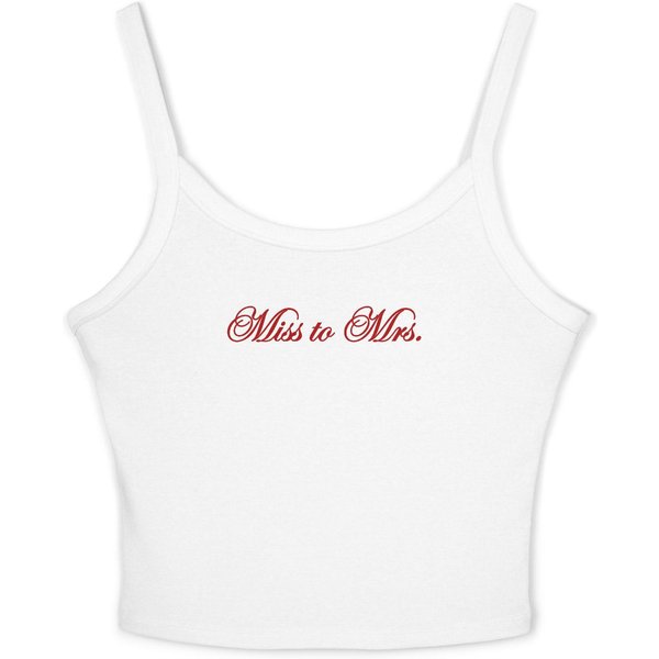 Miss To Mrs. Spaghetti Strap Tank Top, Bride To Be Graphic Spaghetti Strap Tank Top