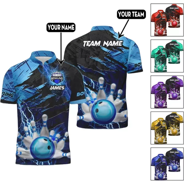 Personalized 3d Bowling Jerseys For Men, Custom Bowling Shirts For Men