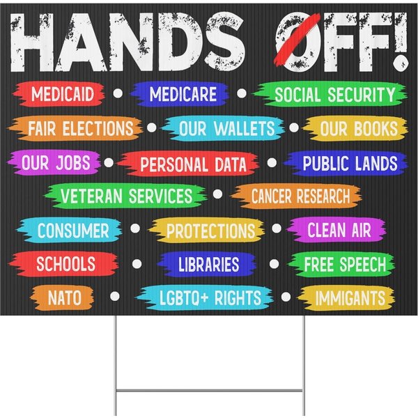 Hands Off Yard Sign, Anti Trum.P Anti Mag.A Fdt Doge Democrat Yard Banner-image