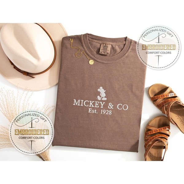 Embroidery Comfort Colors, Embroidered Mickeyy & Co Est. 1928 Shirt-image