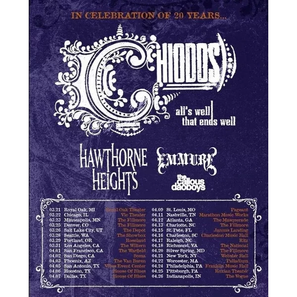 Chiodos All’S Well That Ends Well 20Th Anniversary Tour 2025 Poster-image