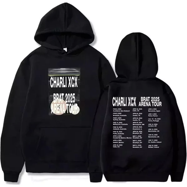 Brat 2025 Arena Tour Hoodies Charli Xcx Singer Hoodie For Fans Double-Sided-image