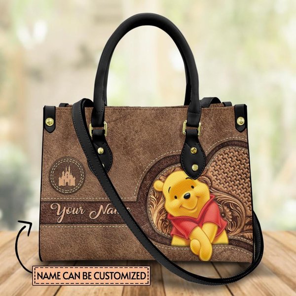 Personalized Winniee The Poohh Cartoon Leather Bag Handbag,Pooh Lovers Handbag-image