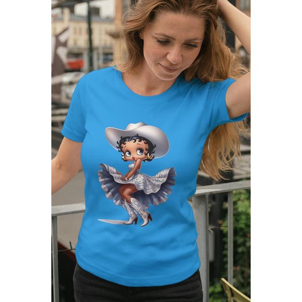 Betty Boop Rodeo Long Live Cowgirl13 Hat Western Boot Beauty Gift T Shirt-image
