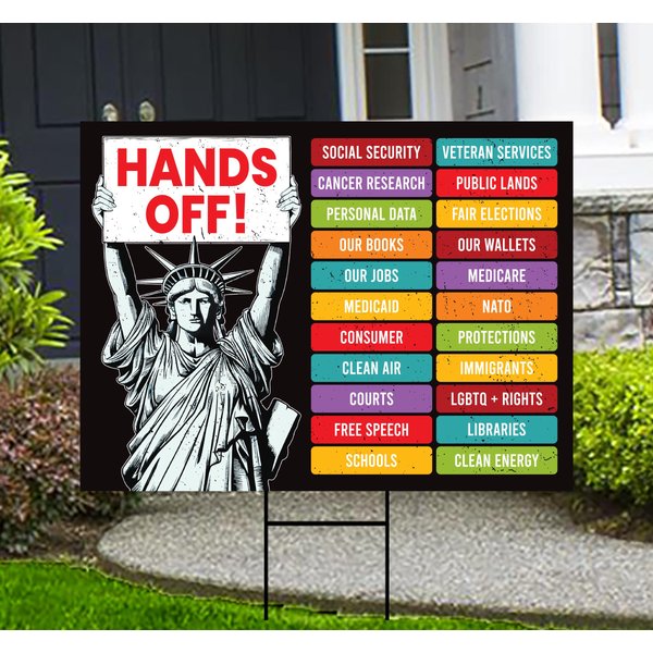 Hands Off Protest Yard Sign-image