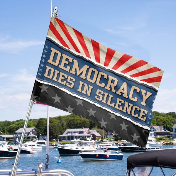 Democracy Dies In Silence House Flag, Resist Hate Flag, Anti-Trump House Flag-image