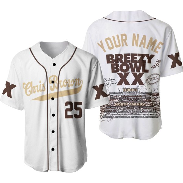 Chris Breezy Tour 2025 Baseball Jersey White-image
