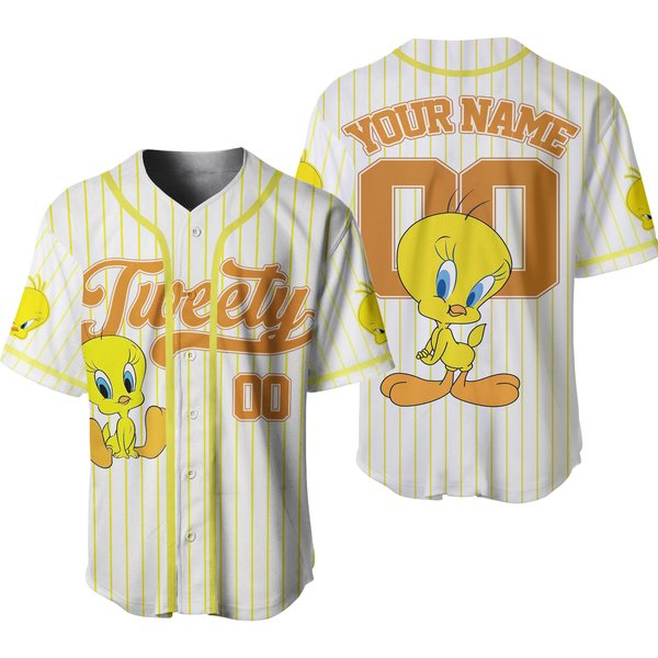 Personalized Tweety Baseball Jersey, Custom Tweety Baseball Jersey-image
