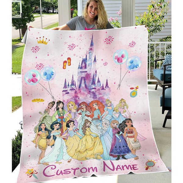 Personalized Disneyyy Princess Blanket, Custom Name Baby Blanket, Disneyyy Princess-image