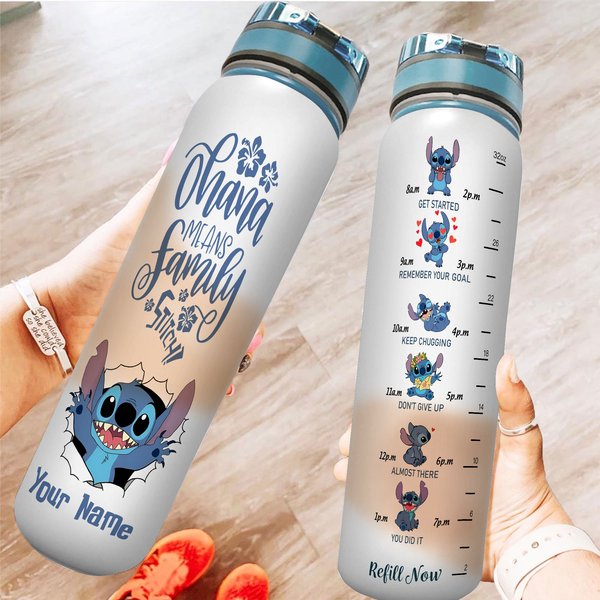 Custom Stitchh Water Tracker Bottle, Disneyyy Stitchh 32Oz Water Bottle, Lilo And Stitchh Lovers Gifts-image