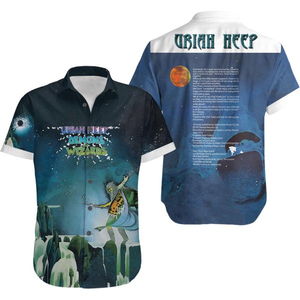 Uriah Heep Demons And Wizards Album Cover Hawaiian Shirt, Shirt Us Size-image