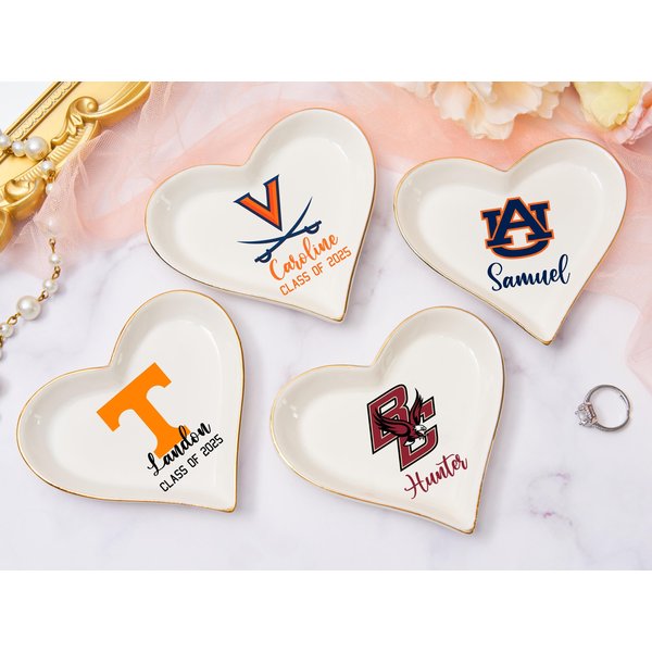 University Custom Trinket Ring Dish Personalized, College Logo Ring Dish, Personalized Graduate Gifts 2025-image