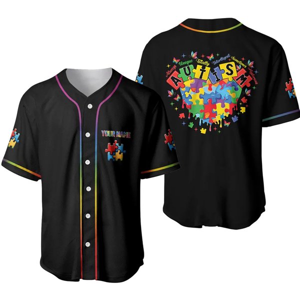 Personalized Autism Awareness Baseball Jersey, Autism Support Squad Baseball Jersey-image