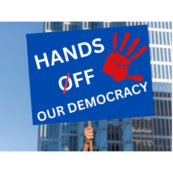 Protest Sign - Hands Off Our Democracy-image
