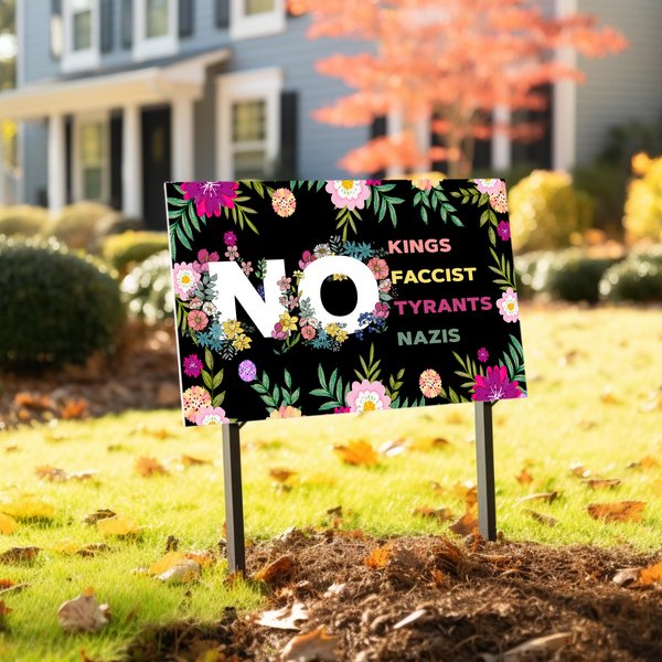 No Kings No Fascists Yard Sign-image
