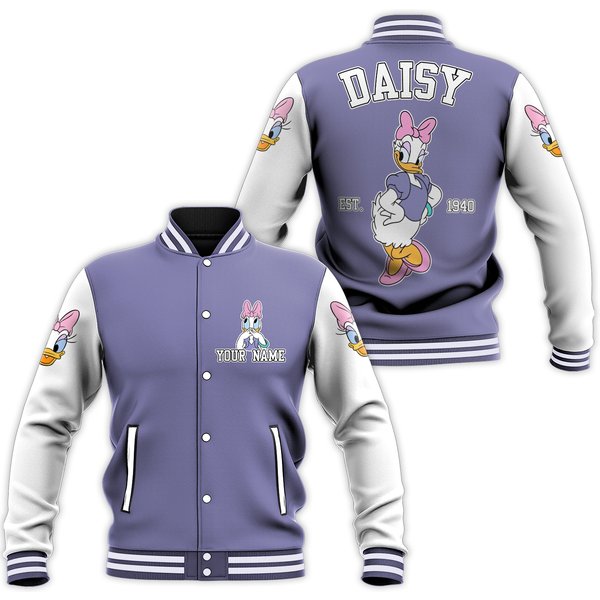 Personalized Disneyyy Vintage Daisy Duckk, Adult Varsity Jacket, Personalized Disneyyy Jacket-image
