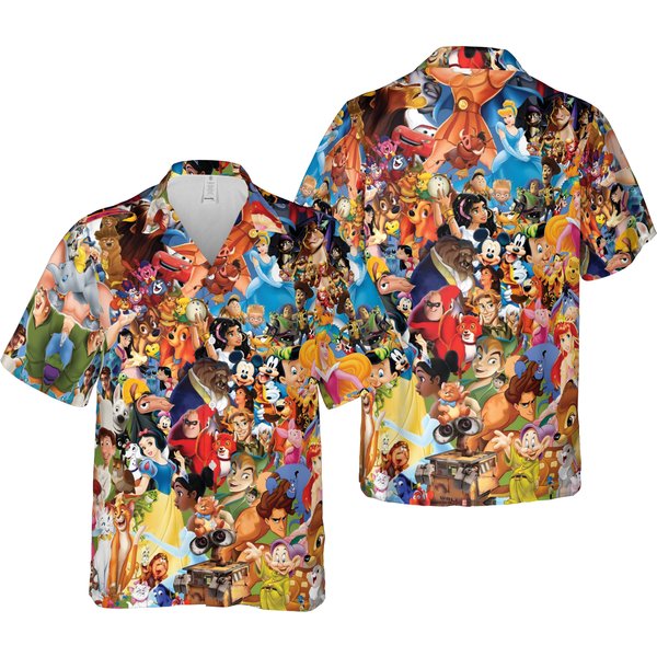 Walt Disney Cartoon Characters Disney Hawaiian Shirt Vintage-image