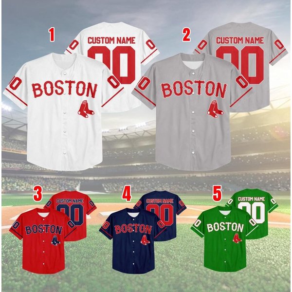 Boston Baseball Custom Name Number Jersey, Personalized Red Sox Baseball Team-image