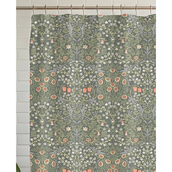 William Morris Blackthorn Shower Curtain Cottagecore Victorian Botanical Forest Vintage-image
