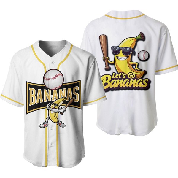 Let's Go Bananas Baseball Jersey, Funny Banana Baseball Jersey-image