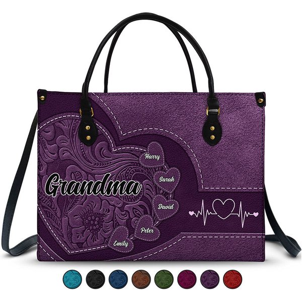 Grandma's Little Sweethearts - Birthday, Loving Gift For Grandmother, Mother, Mom - Personalized Leather Bag