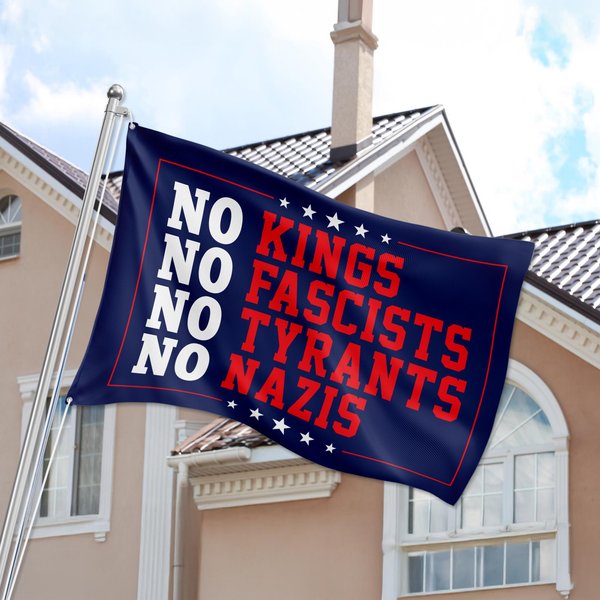 No Kings No Fascists Flag Sign, Liberal Leftist Sign, Anti Fascism Garden Flag-image