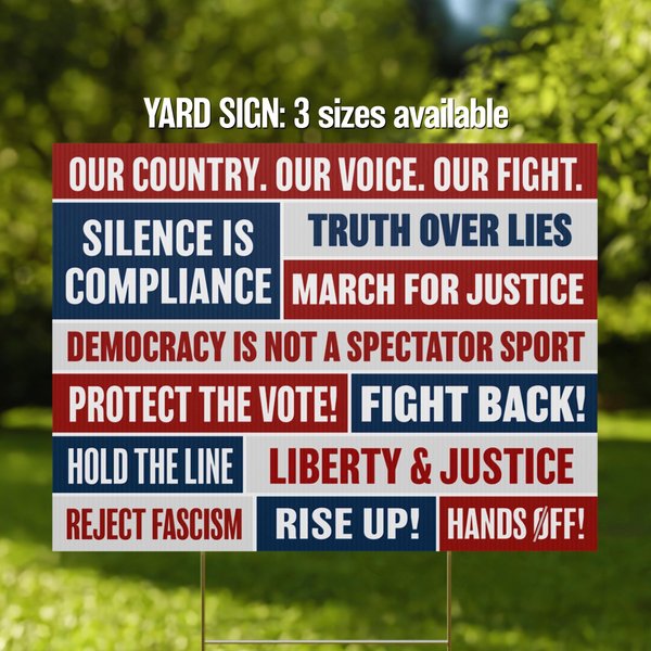 Anti Trump Protest Yard Sign | Anti-Fascist Pro-Democracy | Bold Activist Lawn Decor-image