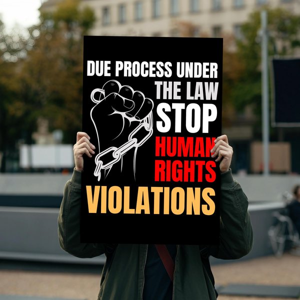 Stop Human Rights Violations, Hands Off Our Democracy, Protest Sign For March, Anti Trump, Anti Musk, Political Art-image