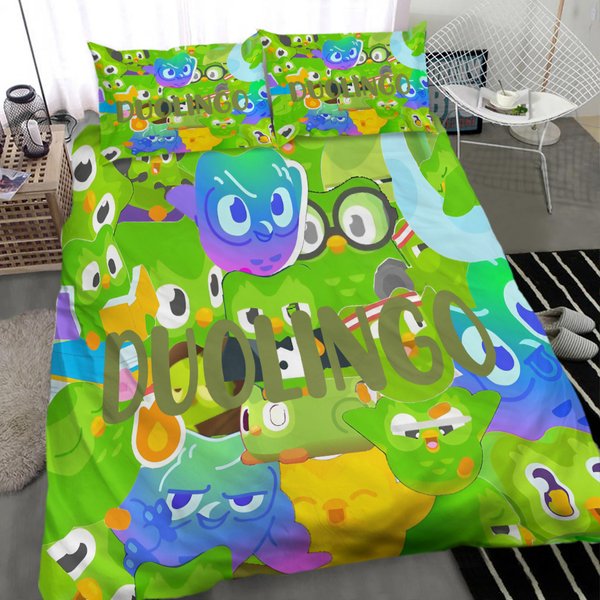 3Pcs Duolingo Bedding Sets Comforter Sets All Season For Kids-image