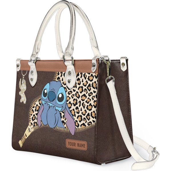 Personalize Stitchh Leather Handbag, Cute Disneyyy Tote Bag, Gift For Women-image