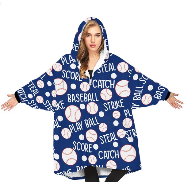 Baseball Themed Blanket Hoodie
