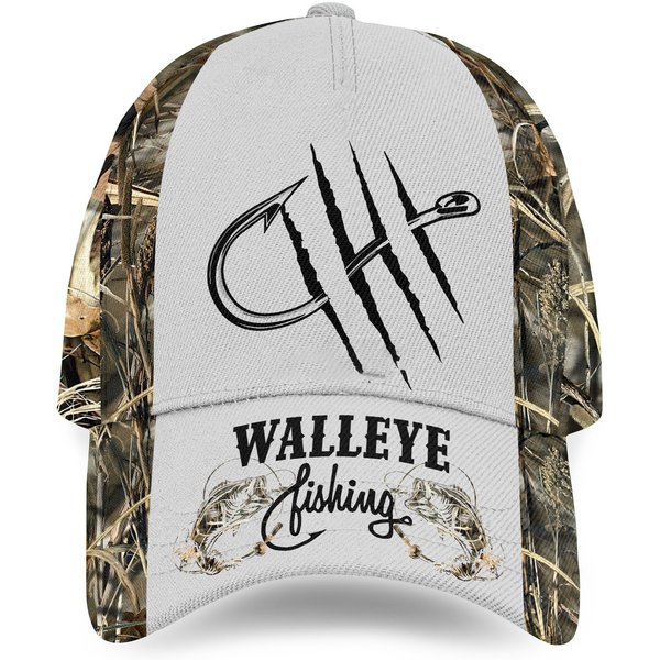 Walleye Fishing Camo White Aop Baseball Cap